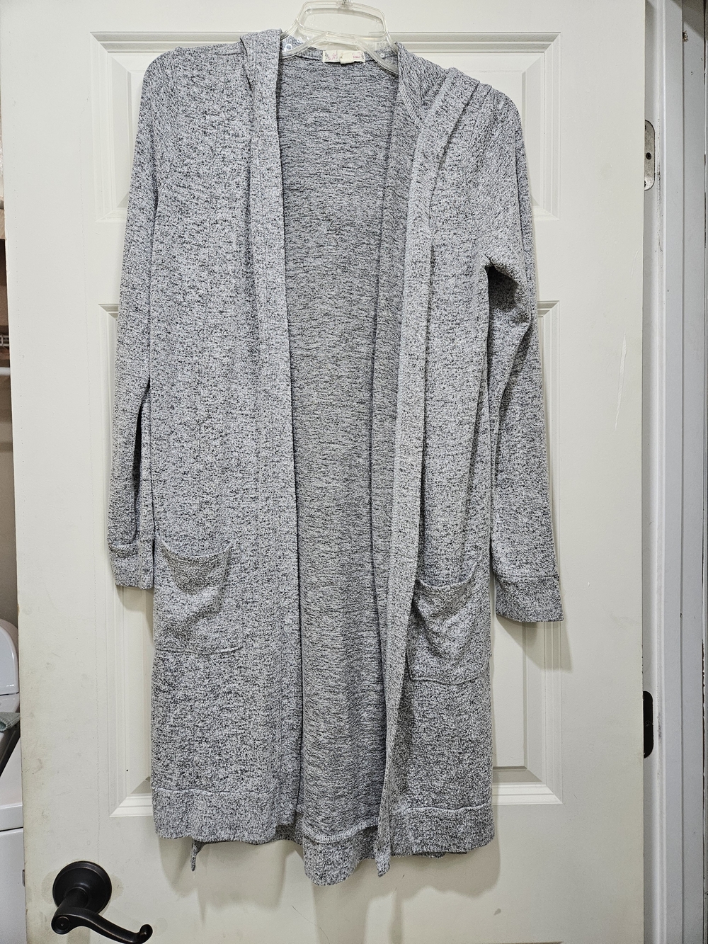 It's Our Time Heather Gray Open-Front Hooded Cardigan